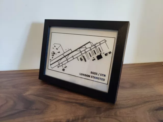 LONDON STANSTED AIRPORT MAP - 3D Printed Aviation Art/Artwork with Frame Custom