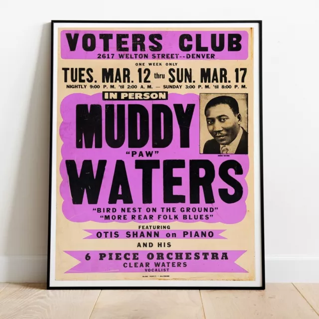 MUDDY WATERS 1968 DENVER Vintage REPRO Concert Poster 30" x 24"