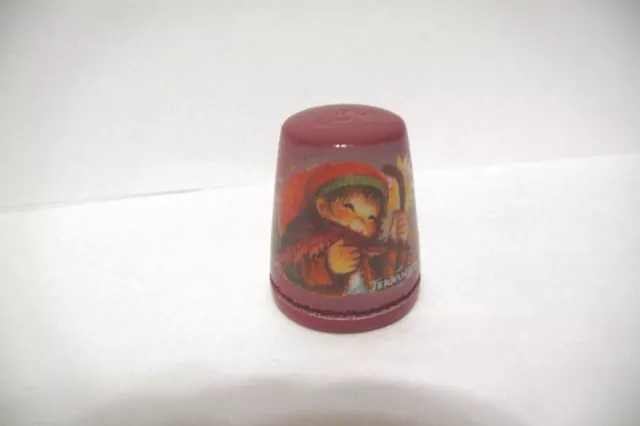 Thimble Vintage Maroon Wood Anri Italy 9Th Annual '86 Ltd Ed Shepherd Boy