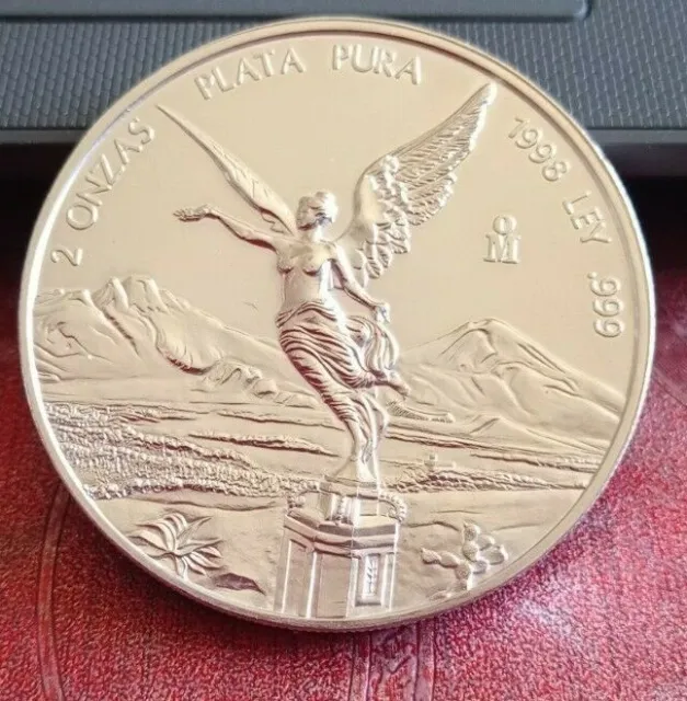 Mexico Libertad 1998 2 Unzen Once Argento Silver Silber  Rare Coin 2 Oz Onzas