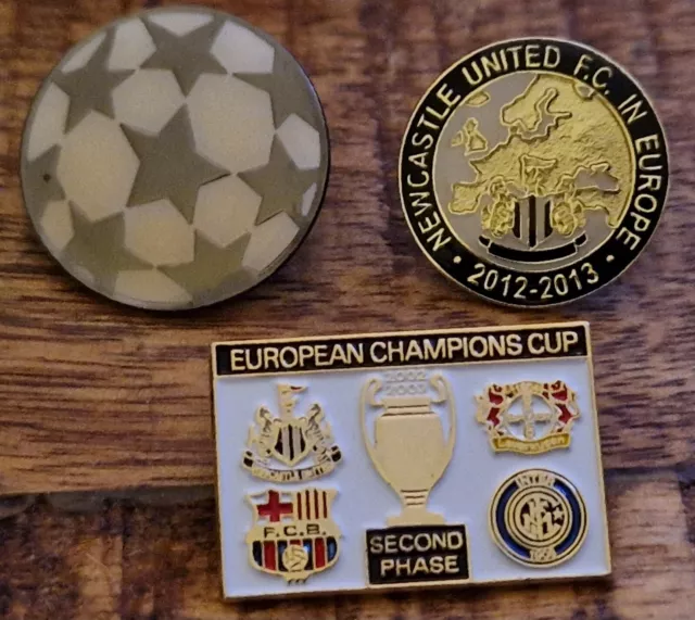 3 Newcastle United champions League football shirt Scarf Pin/Badge England