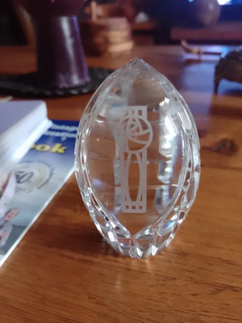 Crystal Art Glass Charles Rennie Mackintosh Egg Shaped Paperweight Ornament