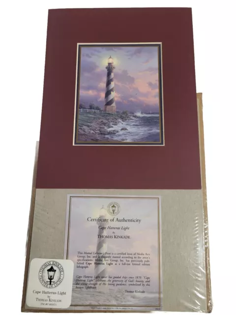 NEW W/COA 2003 8x10 Thomas Kinkade Matted Collector's Print Cape Hatteras Light