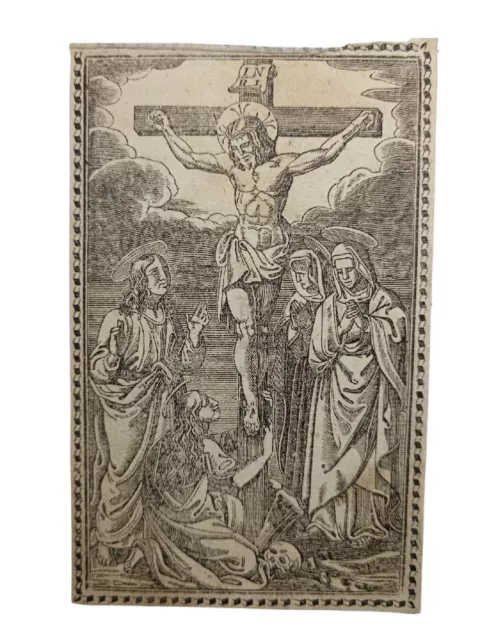 *HH* Antico santino stampa holy card immaginetta sacra votiva crocifissione Gesù
