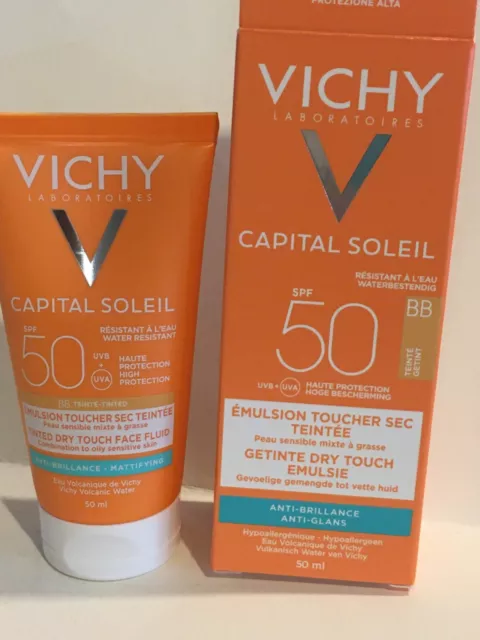 Fluido facial táctil seco tintado Vichy Ideal Soleil BB FPS50 50 ml nuevo en caja