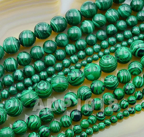 Natural Malachite Gemstone Round Spacer Loose Beads 16" 4mm 6mm 8mm 10mm 12mm