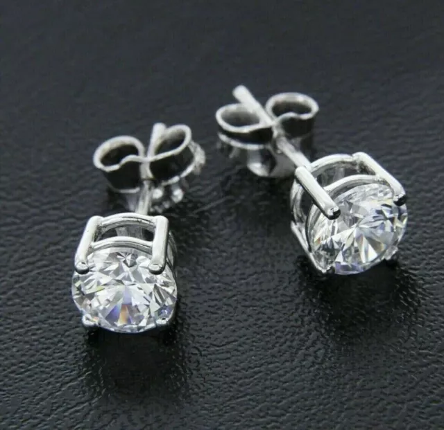 1.00 Ct Round Cut Moissanite Women's Stud Earrings 925 Sterling Silver