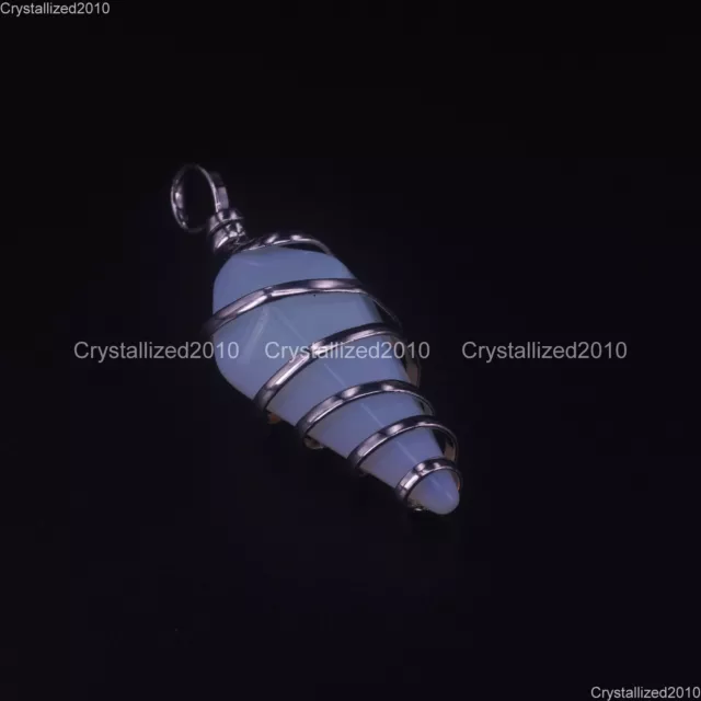 Natural Gemstones Hexagonal Pyramid Pointed Twisted Line Healing Pendant Beads