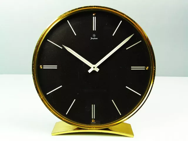 Rare Heavy Art Deco Bauhaus Brass Desk Clock Junghans  Master Piece