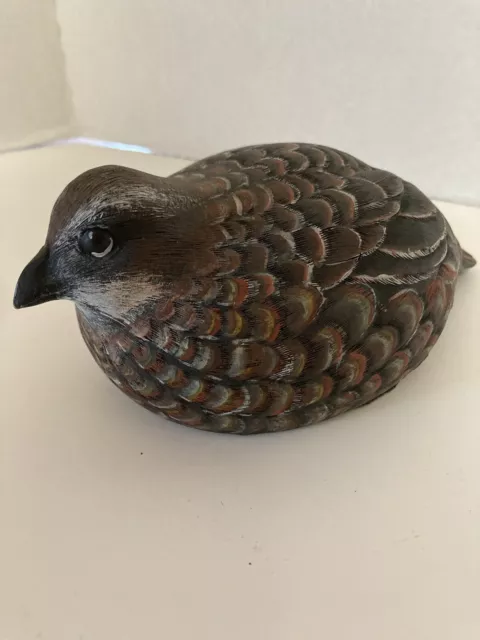 Rare Bobwhite Quail Hand Carved And Painted - Vintage With Beautiful Detail 7x4”