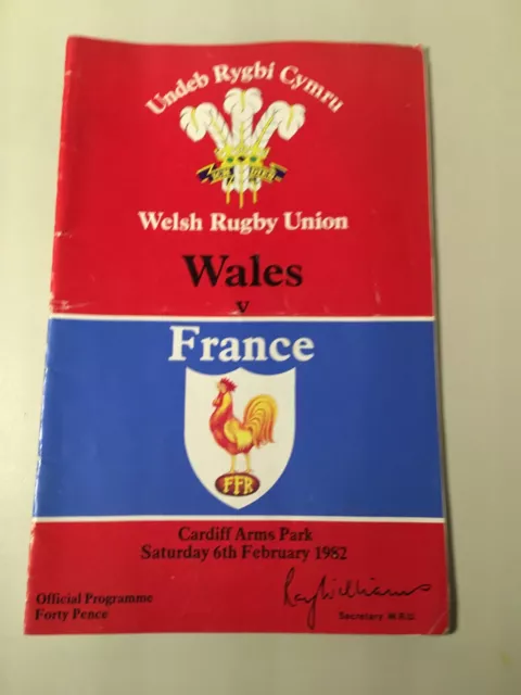 Welsh Rugby Union Programme - Wales v France 6 Feb 1982