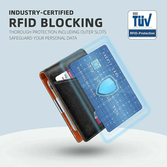 Slim Mens Wallet with Money Clip Leather RFID Blocking Bifold Credit Card Holder 7