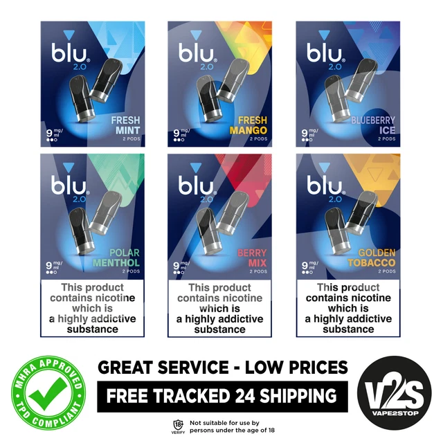 BLU 2.0 PODS REFILL VAPE LIQUID PODS REFILLS UK Stock all flavours and