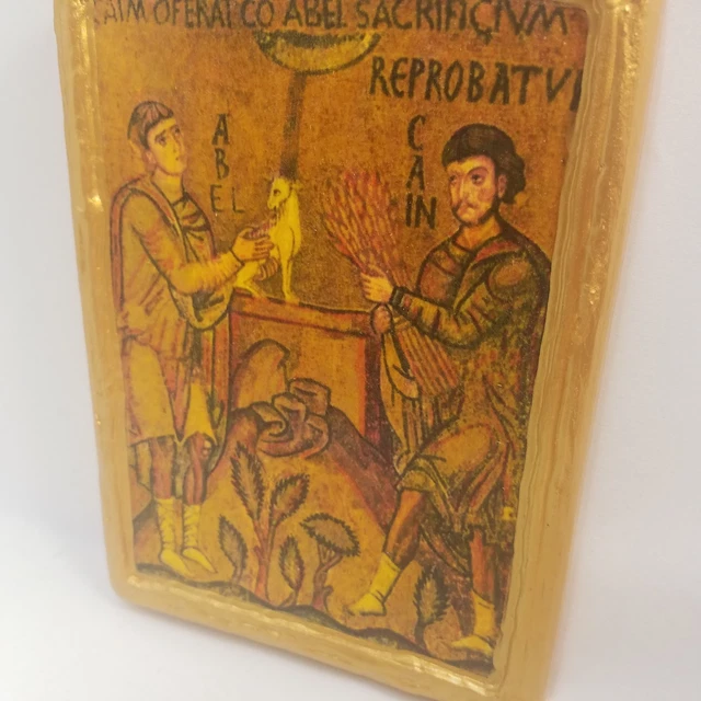 Saint Abel and Cain Biblical Catholic and  Orthodox Rare Icon Art on Wood