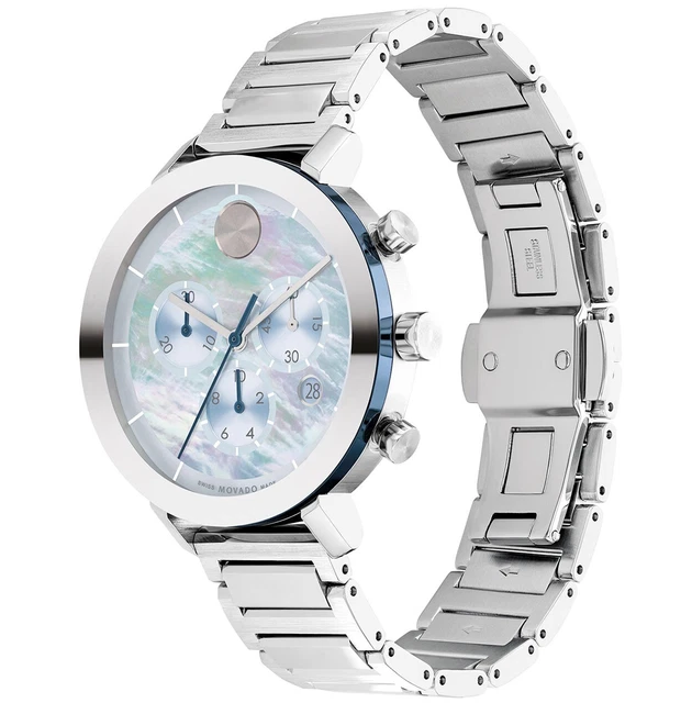 Movado Bold Evolution Blue Chrono MOP Dial Stainless Steel Ladies Watch 3600787