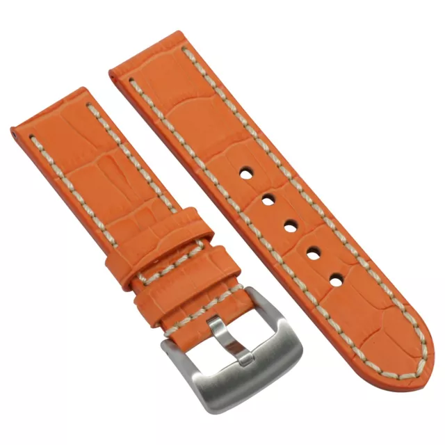 Bracelet de montre orange 24 mm bracelet en cuir pour boucle robuste INVICTA blanc x1 2