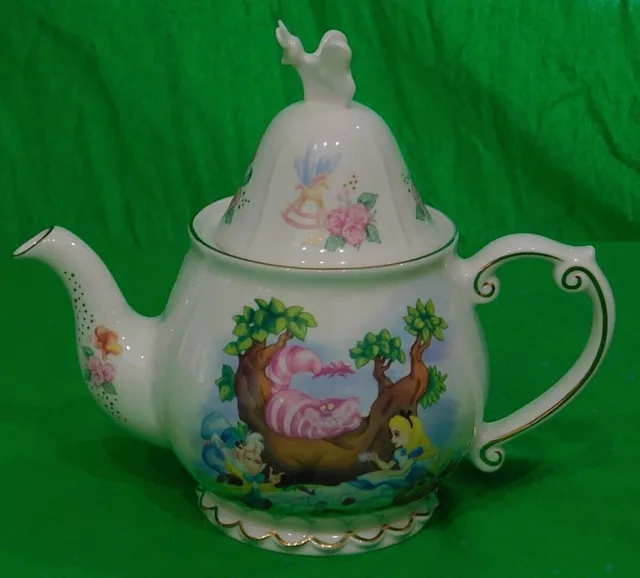 Disney Parks Alice in Wonderland Porcelain Teapot Mad Hatter Cheshire Cat EUC