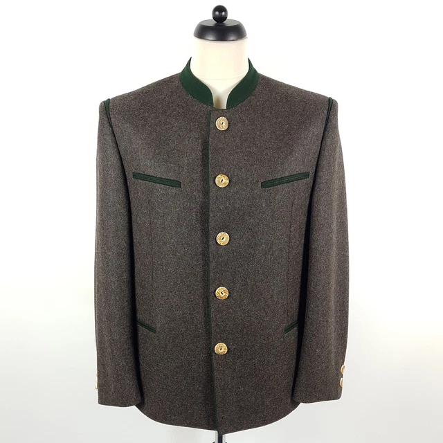 Allwerk Janker Herren Gr. 46 Braun Grün Wolle Loden Jacke Trachtenjacke Sakko