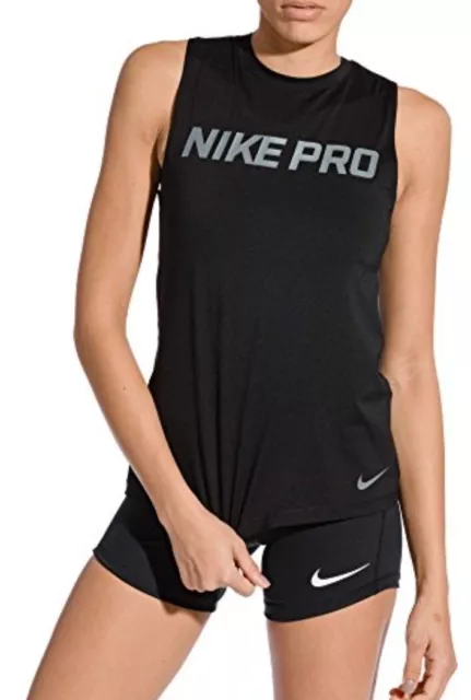 Nike Pro Womens Intertwist Tank Top S Black Dri Fit Gym Athletic Workout Shirt