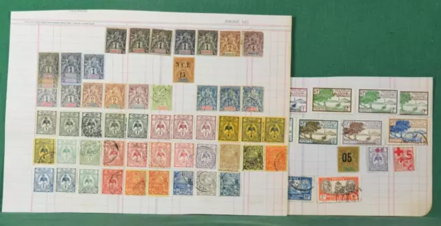 New Caladonia French Colony Stamps On 4 Pages From Old Album (Z53)