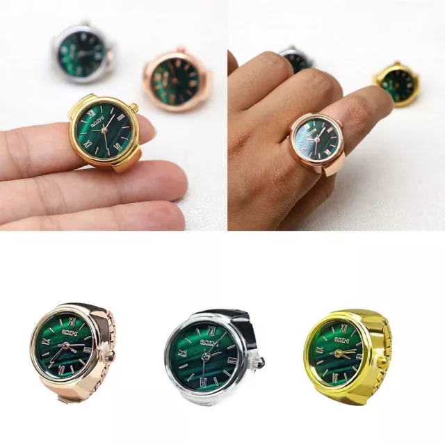 Elastic Stretchy Rings Round Quartz Finger Rings Digital Watch Ring Watch