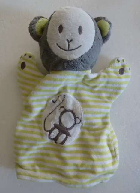 Eb. Doudou Marionnette Obaibi Ob Singe Vert Jaune Gris Blanc Raye - Be