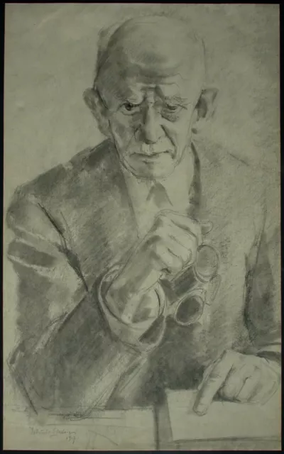 Jehudo Epstein (Sluzk 1870 - 1945) Herrenbildnis beim Lesen - 1917.