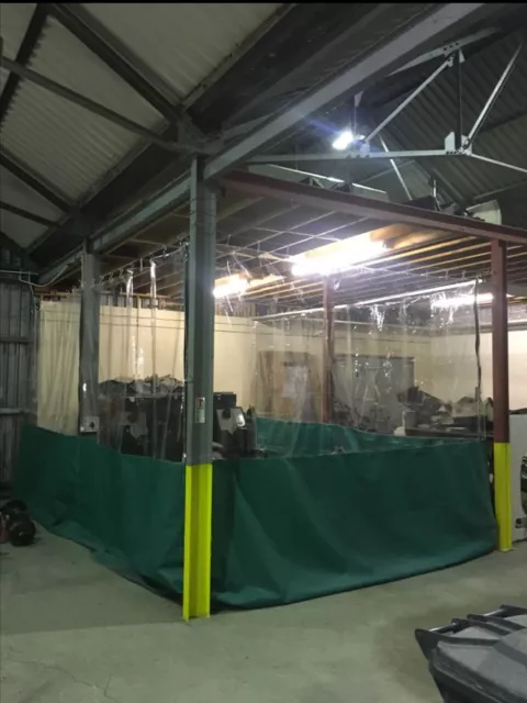 Commercial Half Clear & Green Industrial Sanding Machine Curtains  20Ft X 8 Ft