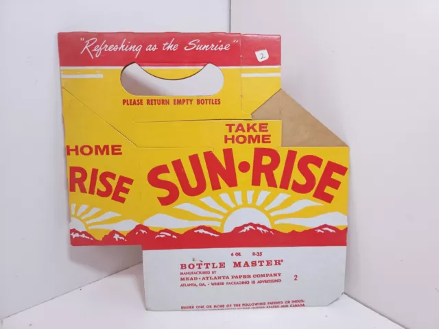 Vintage Sun Rise 6 Pack Cardboard Bottle Carrier 1950's