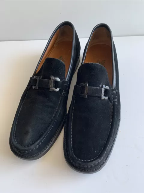 Salvatore Ferragamo Mens Gancini Bit Loafers 11.5 B Black Suede Slip Ons Italy