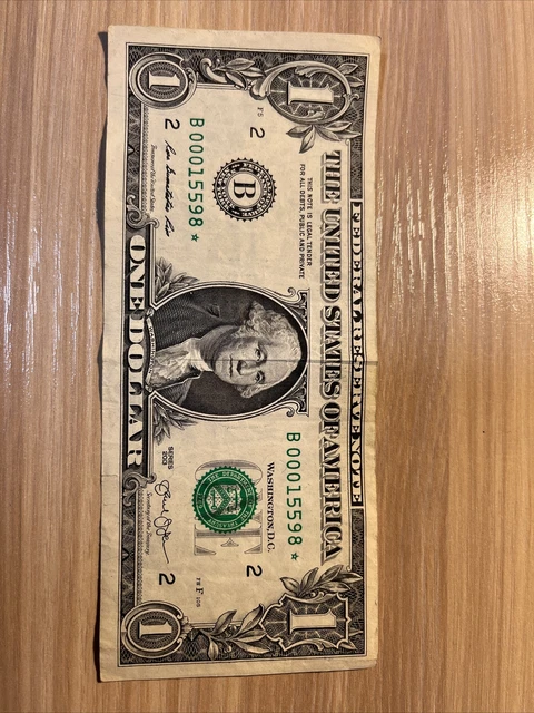 $1, One Dollar Bill Star Note 2013  B Duplicate Serial Number Error