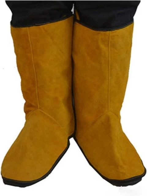 Leather Welding Boot & Shoes Covers, Fire Resistant Welding Spats, Heat and Abra