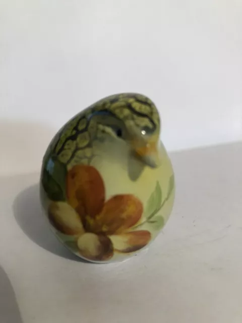 Hand Painted Ceramic Bird Blue Green Yellow And Orange 2” Tall