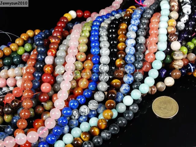 Natural Gemstones 9.5mm ~ 10mm ~ 10.5mm Round Loose Beads 15'' ~ 16'' Pick Stone