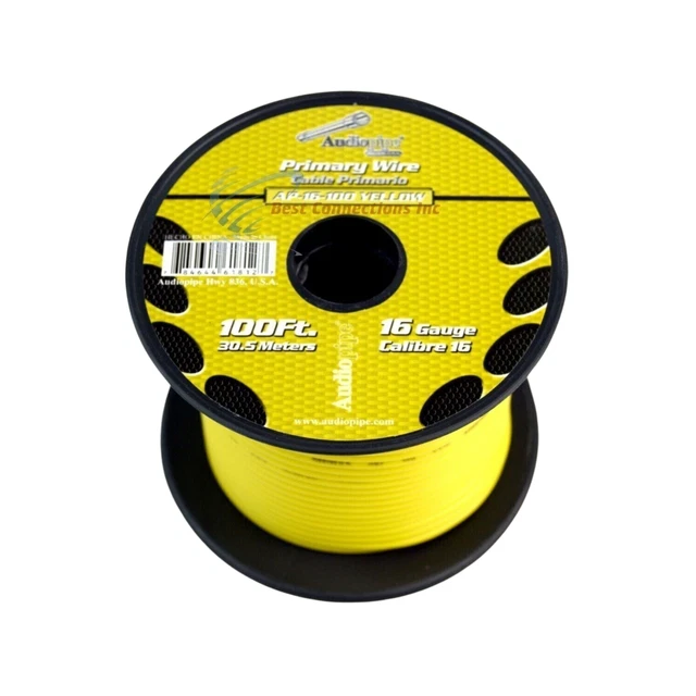 Audiopipe 16 Gauge 100 ft Spool of CCA Primary Speaker Wire Yellow 16-100-YLW