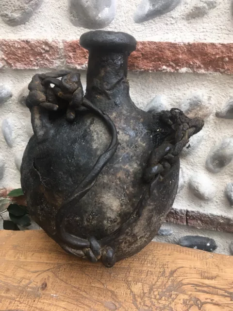 Rare Grandi Zucca Di Stregone Sciamano Pelle O Vescica Voodoo - Fongbe - Benin