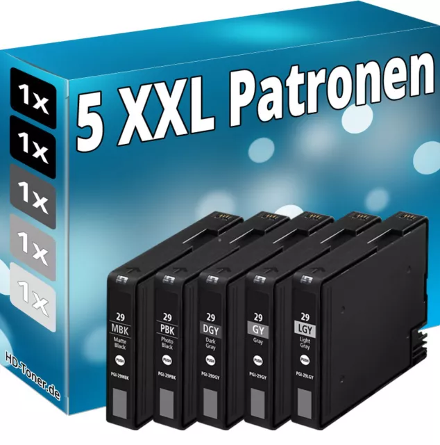 5x XXL Tinte Patronen für Canon Pixma Pro 1 Set PGI-29-XL Druckerpatronen