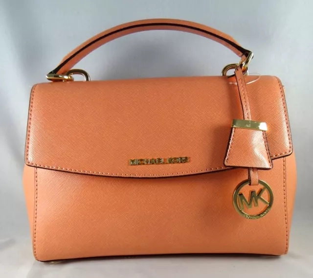 NWT Michael Kors Ava Small Top Handle Satchel Peach/Grapefruit Leather$268