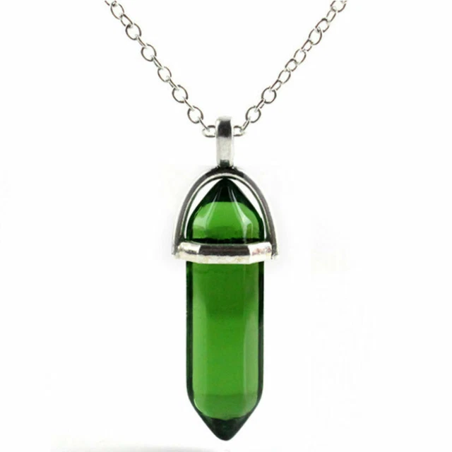 Hexagonal Prism Natural Quartz Crystal Chakra Healing Point Pendant Necklace HOT
