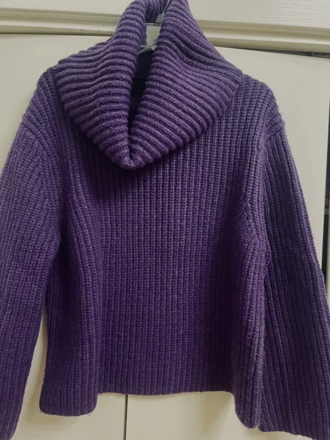 NWT Express 45% Recycled Knit Oversized Cowl Neck Sweater Purple Violet Sz S