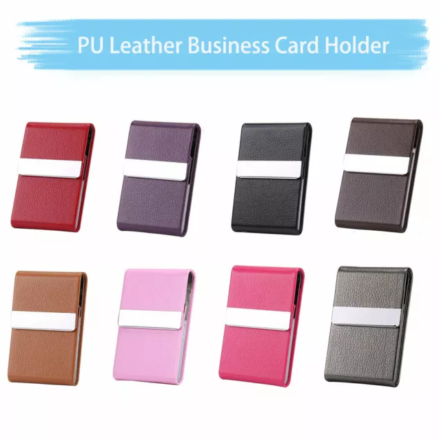 Pocket PU Leather Business Credit Card Name Id Card Holder Case Wallet Box