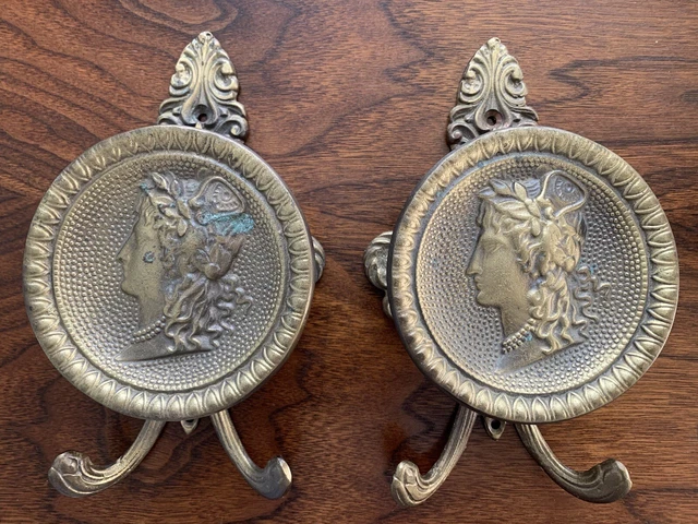 Antique Victorian Brass Greek Revival Coat Hooks