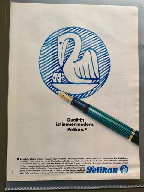 Pelikan Füllhalter Füller Original 1982 Vintage Advert Werbung Reklame