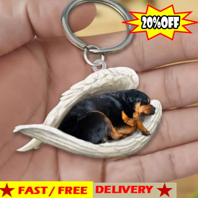 Cute Funny Sleeping Angel Dog Wing Dog Hanging Ornament Keychain Pendan NICE
