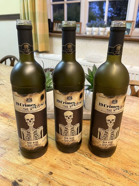 Empty 19 Crimes Wine Bottle  3 x Halloween Skeleton 2021 : Upcycle Crafts etc