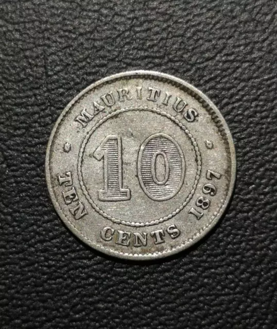 1897 Mauritius 10 Cent coin  - 500,000 minted - RARE  - #JA47