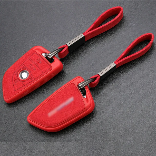 4 Button Red For BMW X1 X2 X3 X4 X7 5 6 Series Leather Car Key Fob Holder Cover