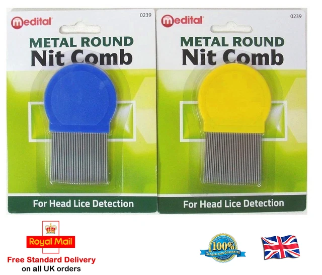 METAL ROUND NIT COMB Hair Fine Tooth Toothed Remove Head Lice Comb