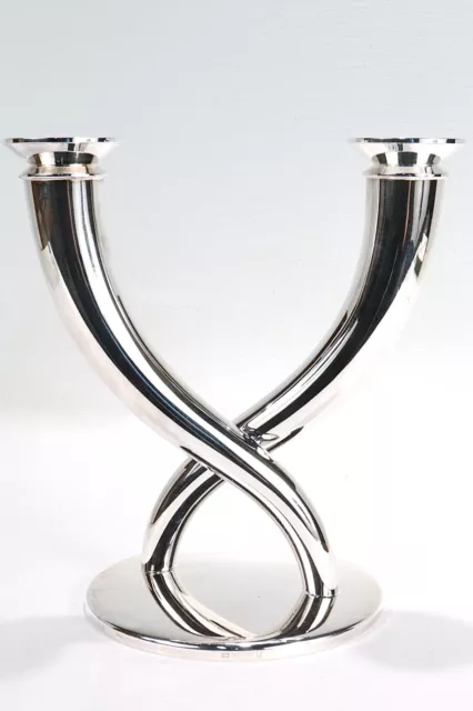 Pair of Gio Ponti Christofle Deco 2-Light Silver Plated Candelabra/Candlesticks 3