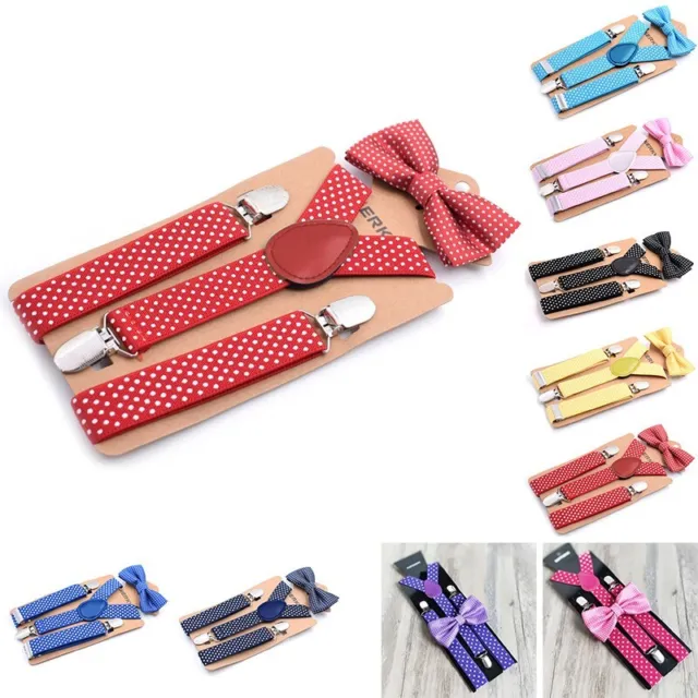 Set cintura sospensione clip cinturino a pois con fiocco alla moda per bambini